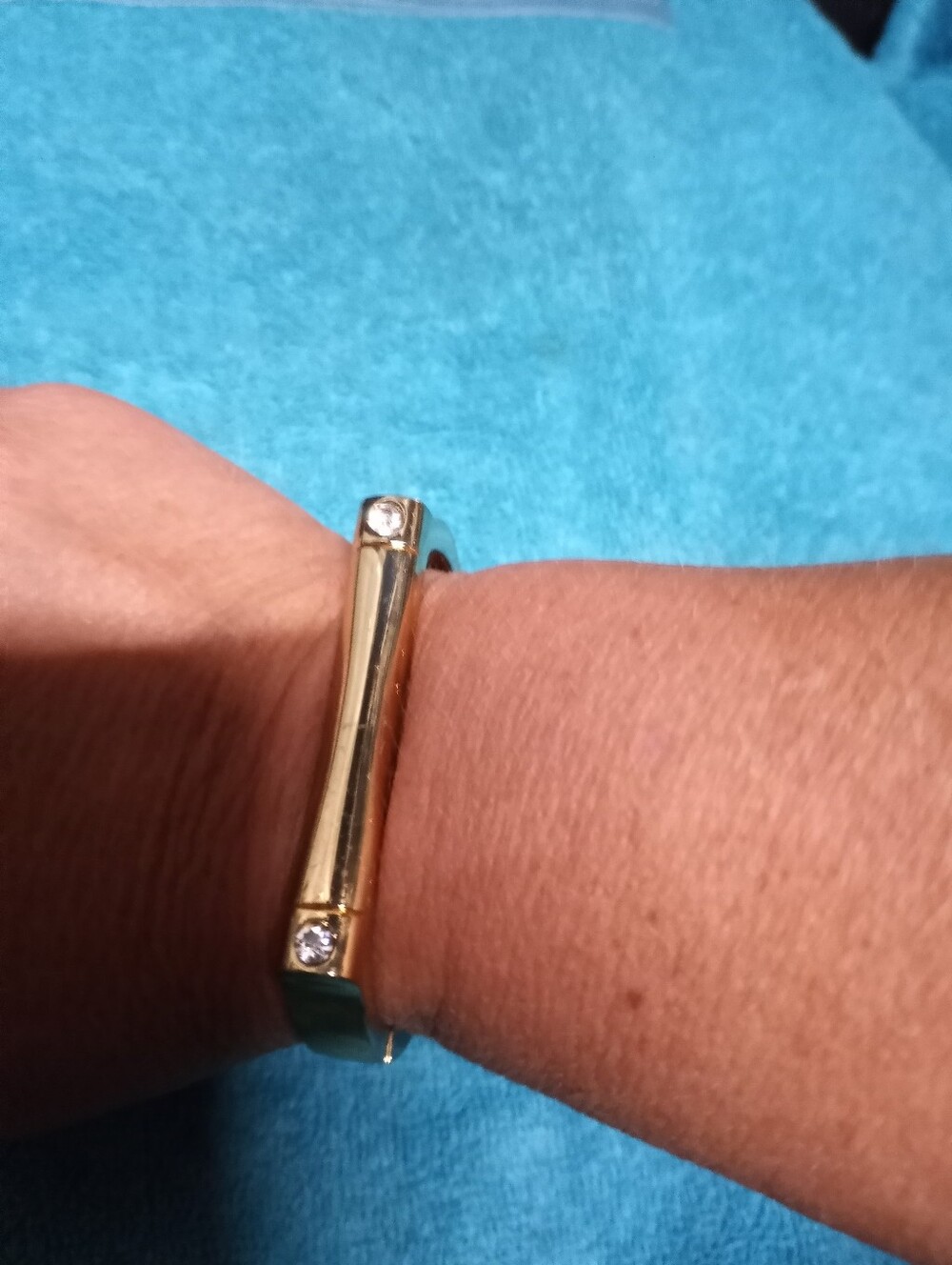 Gold Bar Hinge Bracelet with Crystal Accents